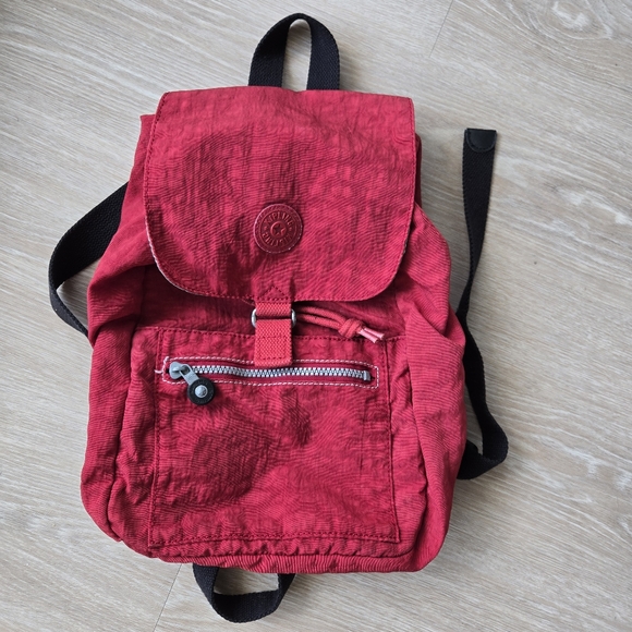 Kipling red mini drawstring backpack. No monkey charm - Picture 1 of 14